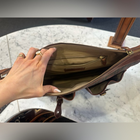 Vintage Polo Ralph Lauren Coated Canvas Burgundy Black Brown Bag Satchel Travel - Picture 8 of 14